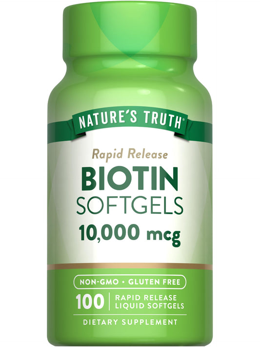 Biotina Nature's Truth softgels 10,000mcg caja de 100 cápsulas