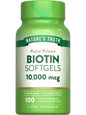 Biotina Nature's Truth softgels 10,000mcg caja de 100 cápsulas
