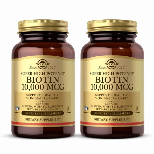 Biotina Solgar 10,000 mcg paquete de 2 para piel y cabello
