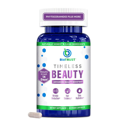 Frasco BioTrust Timeless Beauty Ceramide Booster 30 cápsulas
