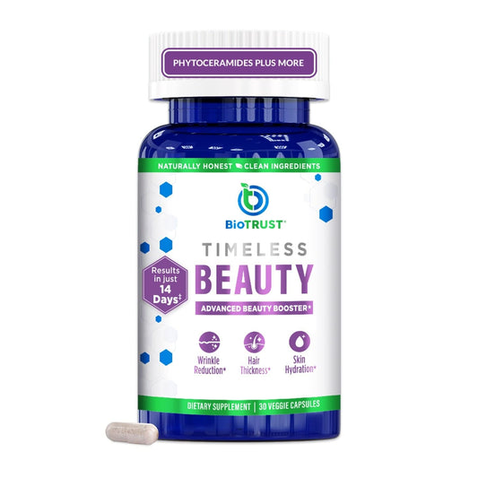 Frasco BioTrust Timeless Beauty Ceramide Booster 30 cápsulas