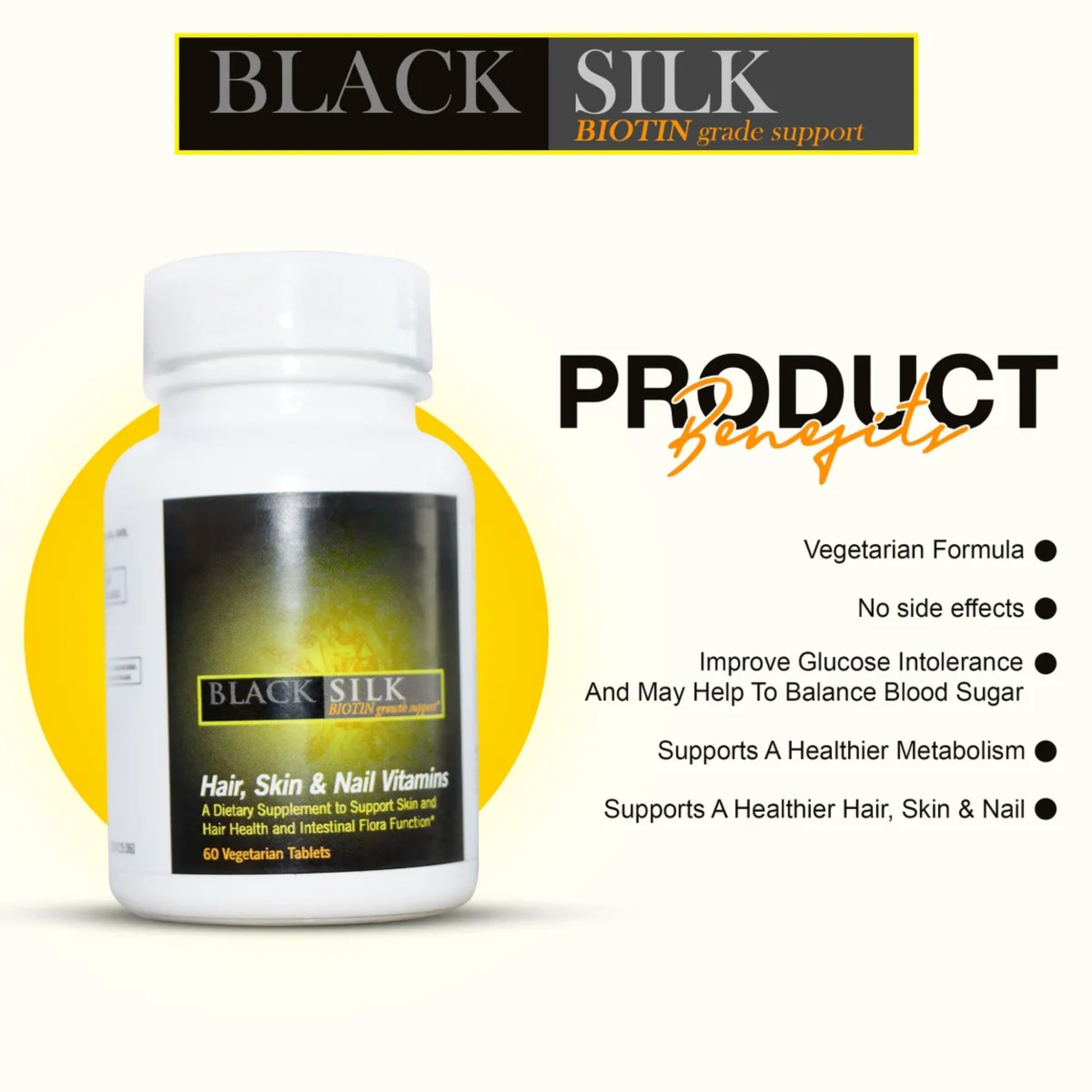 Caja del producto BLACKSILK vitaminas vegetarianas