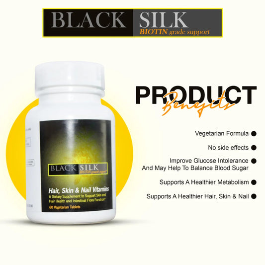 Caja del producto BLACKSILK vitaminas vegetarianas