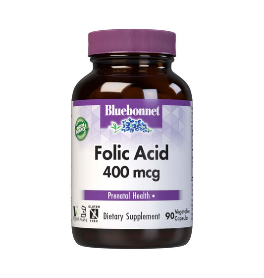 Bluebonnet ácido fólico 400 mcg cápsulas vegetales 90 unidades