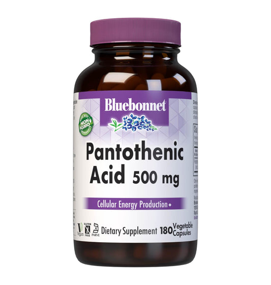 Bluebonnet ácido pantoténico 500mg cápsulas vegetales frasco