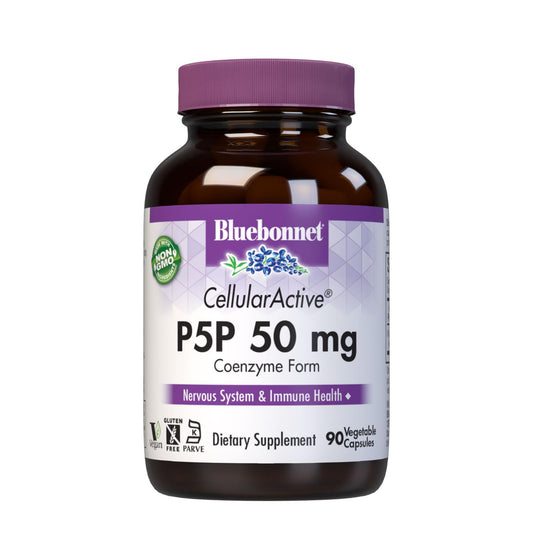 Bluebonnet CellularActive P-5-P 50mg cápsulas vegetarianas frasco frontal