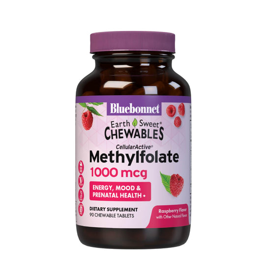 BlueBonnet EarthSweet Metilfolato 1000 mcg frasco frontal 90 tabletas