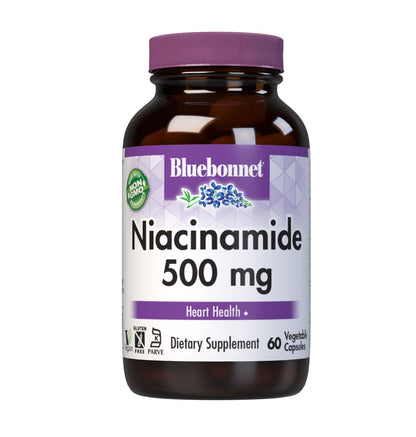 Bluebonnet niacinamida 500 mg envase frontal