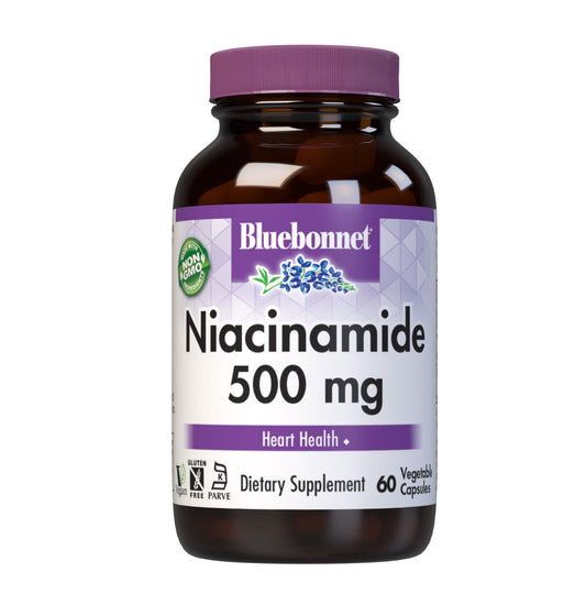 Bluebonnet niacinamida 500 mg envase frontal