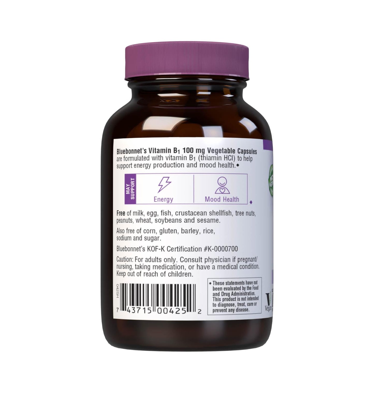 Cápsulas Bluebonnet vitamina B1 apoyo estado de ánimo y energía