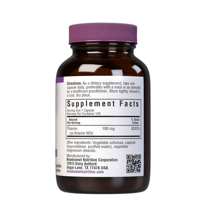 Cápsulas vegetales Bluebonnet Vitamina B-1 para energía