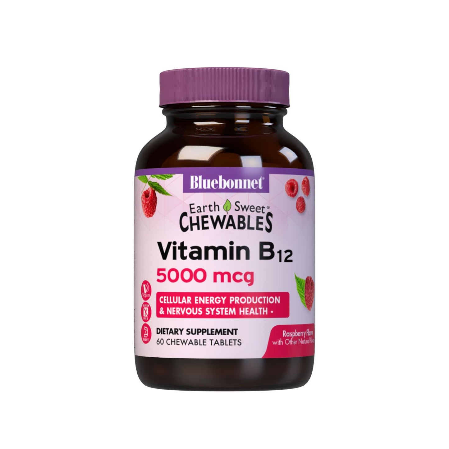 Bluebonnet vitamina b12 5000 mcg tabletas masticables sabor frambuesa