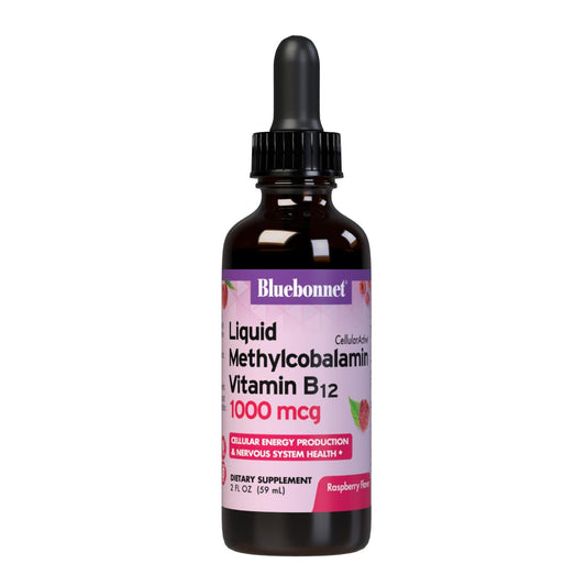 Bluebonnet nutrición vitamina b12 líquida botella frambuesa