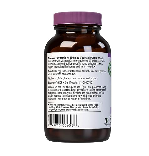 Bluebonnet vitamina K2 cápsulas vegetales 100 unidades