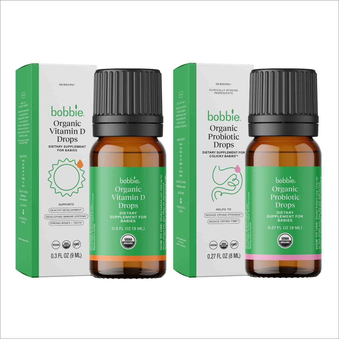 Bobbie gotas orgánicas vitamina D para bebés envase principal