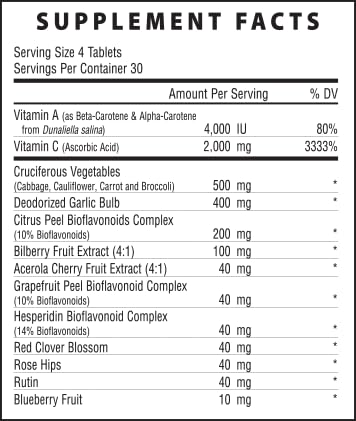 Tabletas Bodywise Beta C vitamina c y antioxidantes paquete