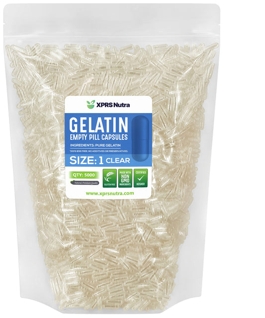 Bolsa de 5000 cápsulas vacías transparentes de gelatina XPRS Nutra