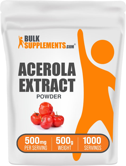 Bolsa de extracto de cereza acerola en polvo BulkSupplements 500g
