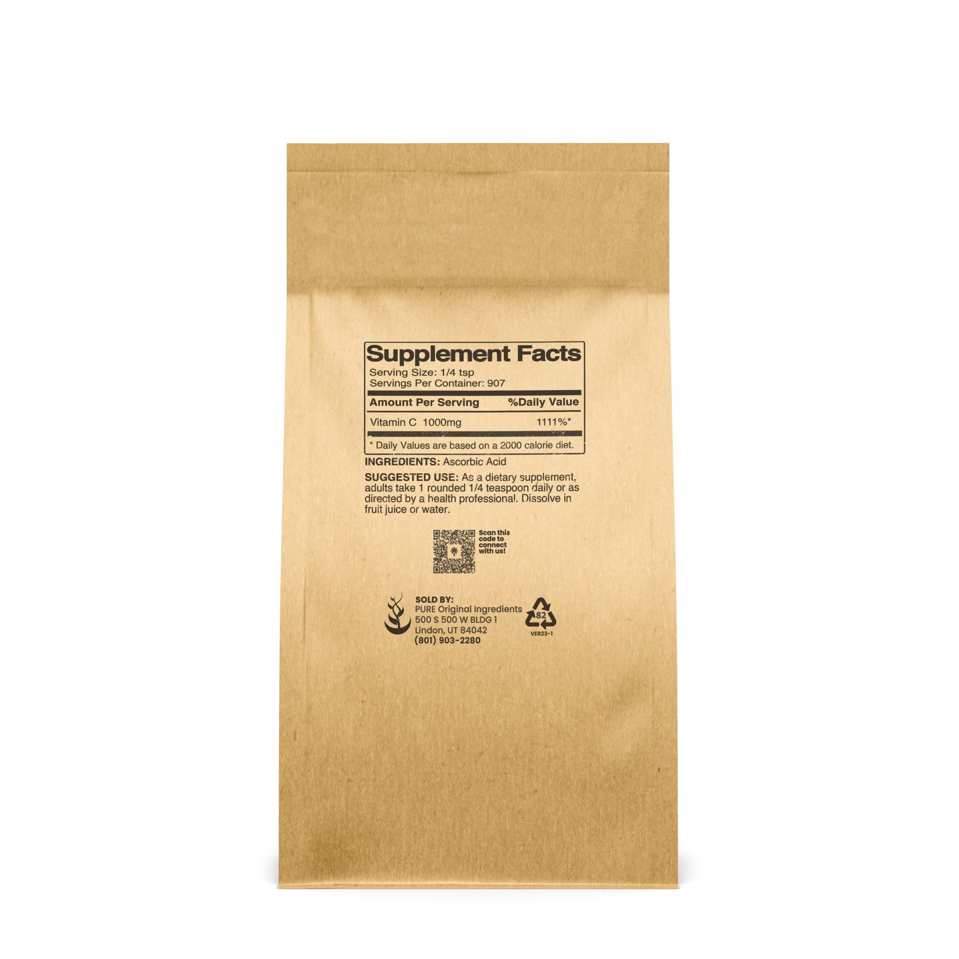 Bolsa PURE ORIGINAL ingredientes originales polvo vitamina c