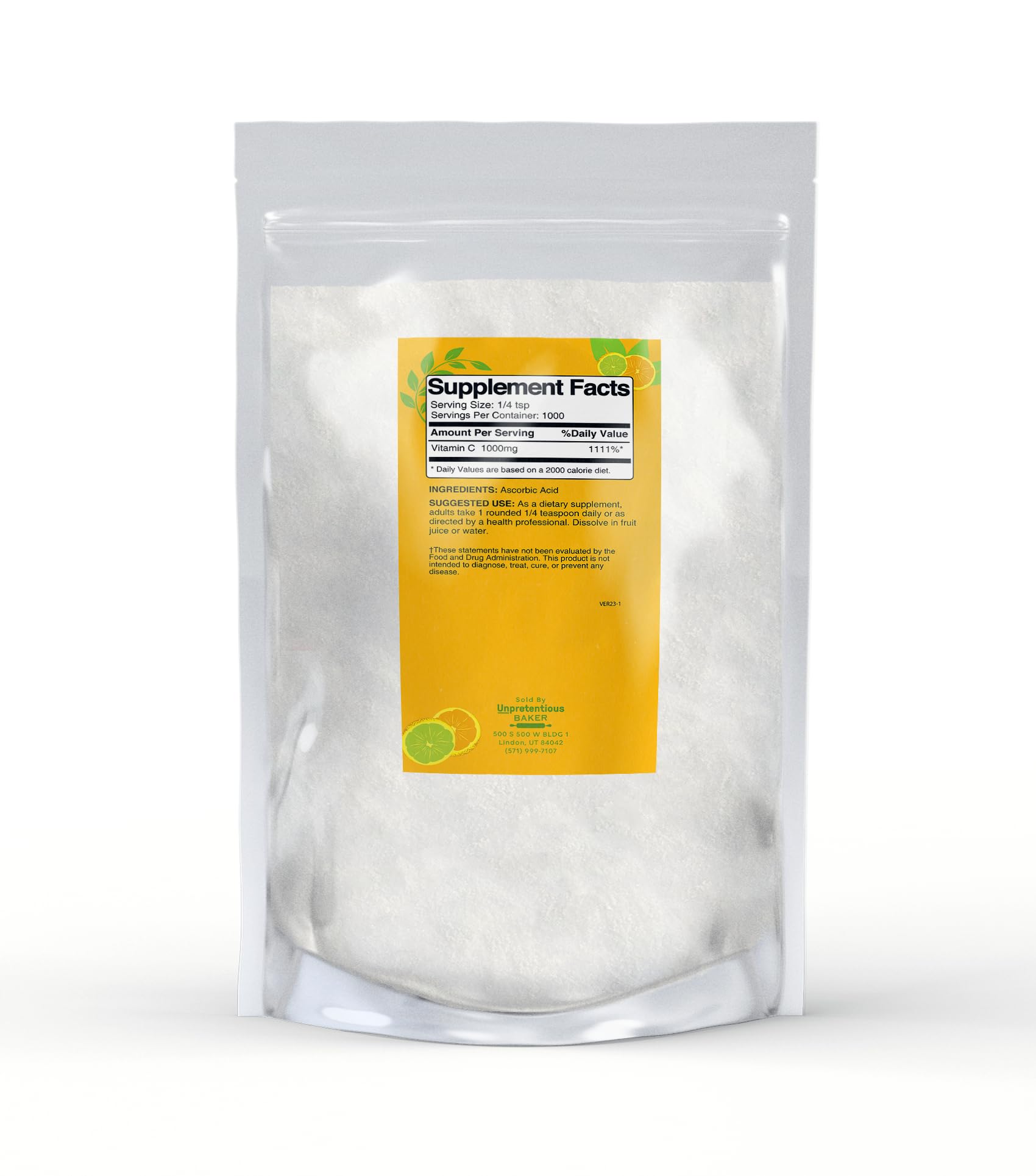 Bolsa resellable polvo vitamina c ácido ascórbico