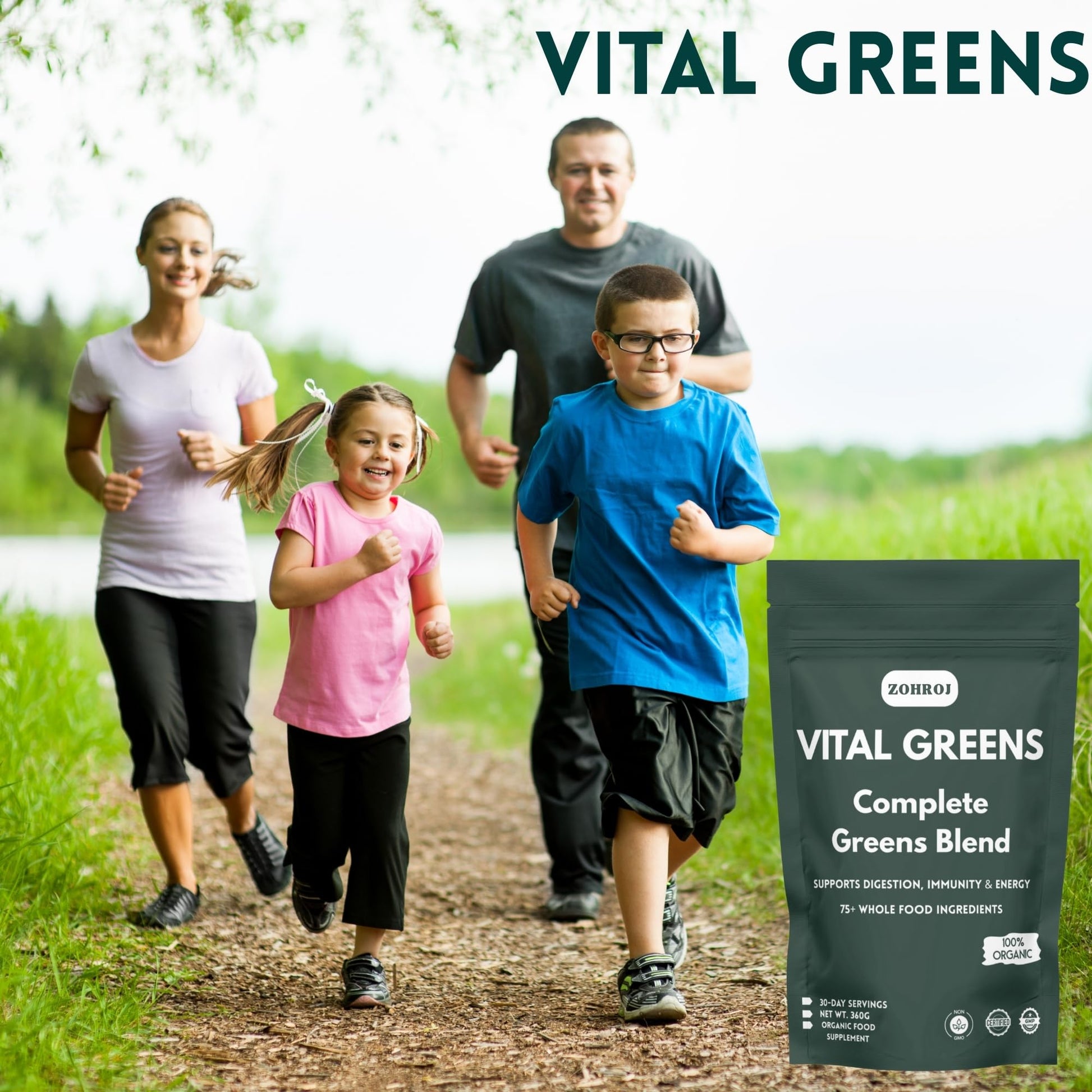 Bolsa ZOHROJ Vital Greens con soporte para digestión e inmunidad