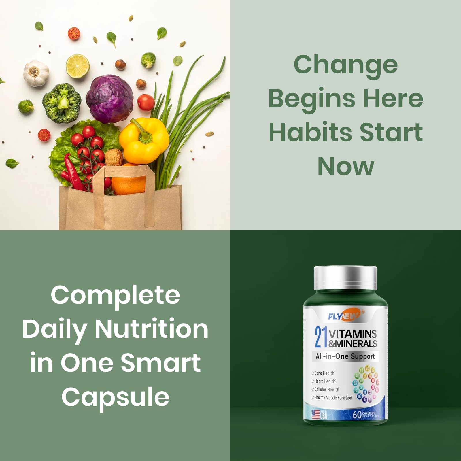 Bolsas de compras y multivitamínico Flynew
