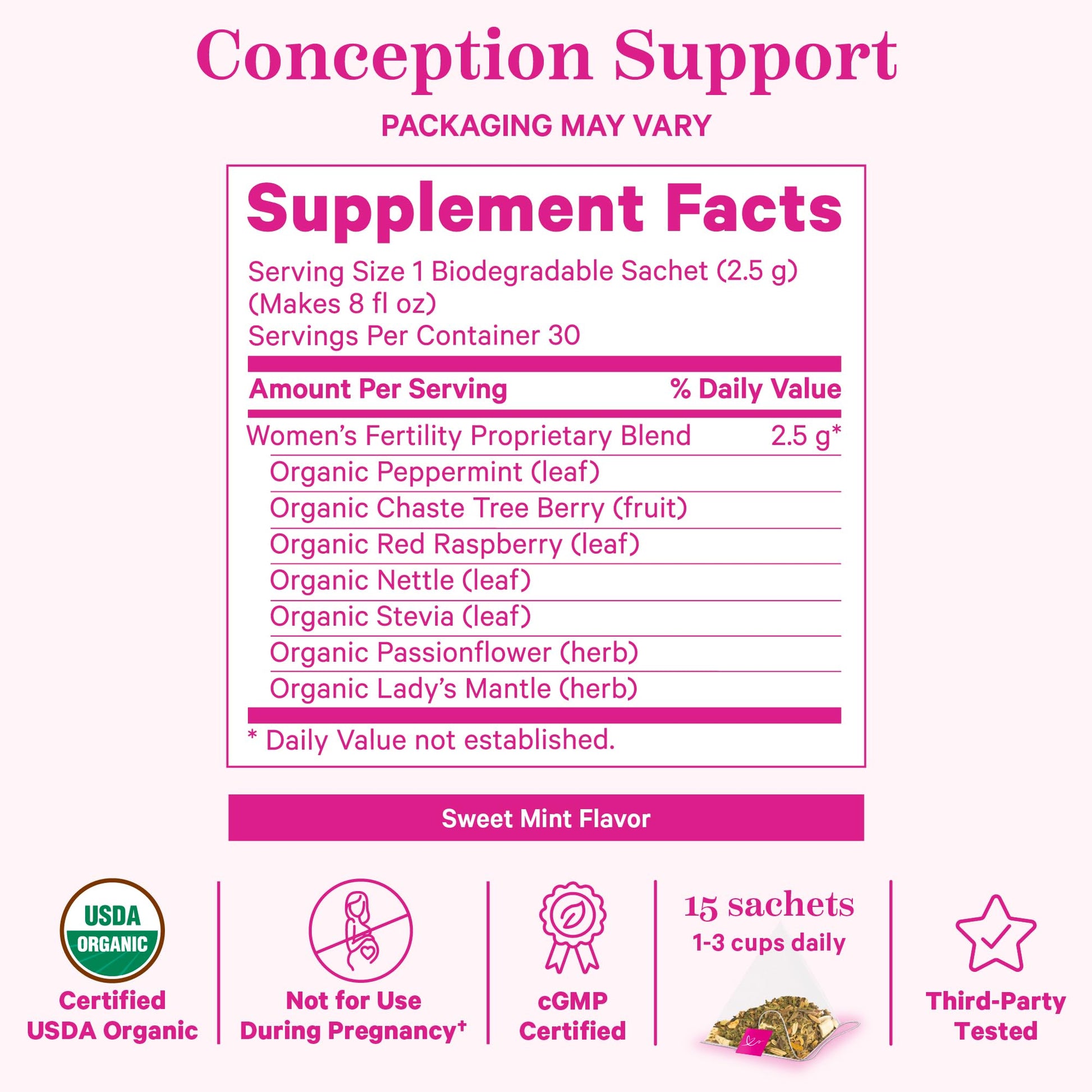 Bolsitas de té Pink Stork Fertilidad empaquetadas