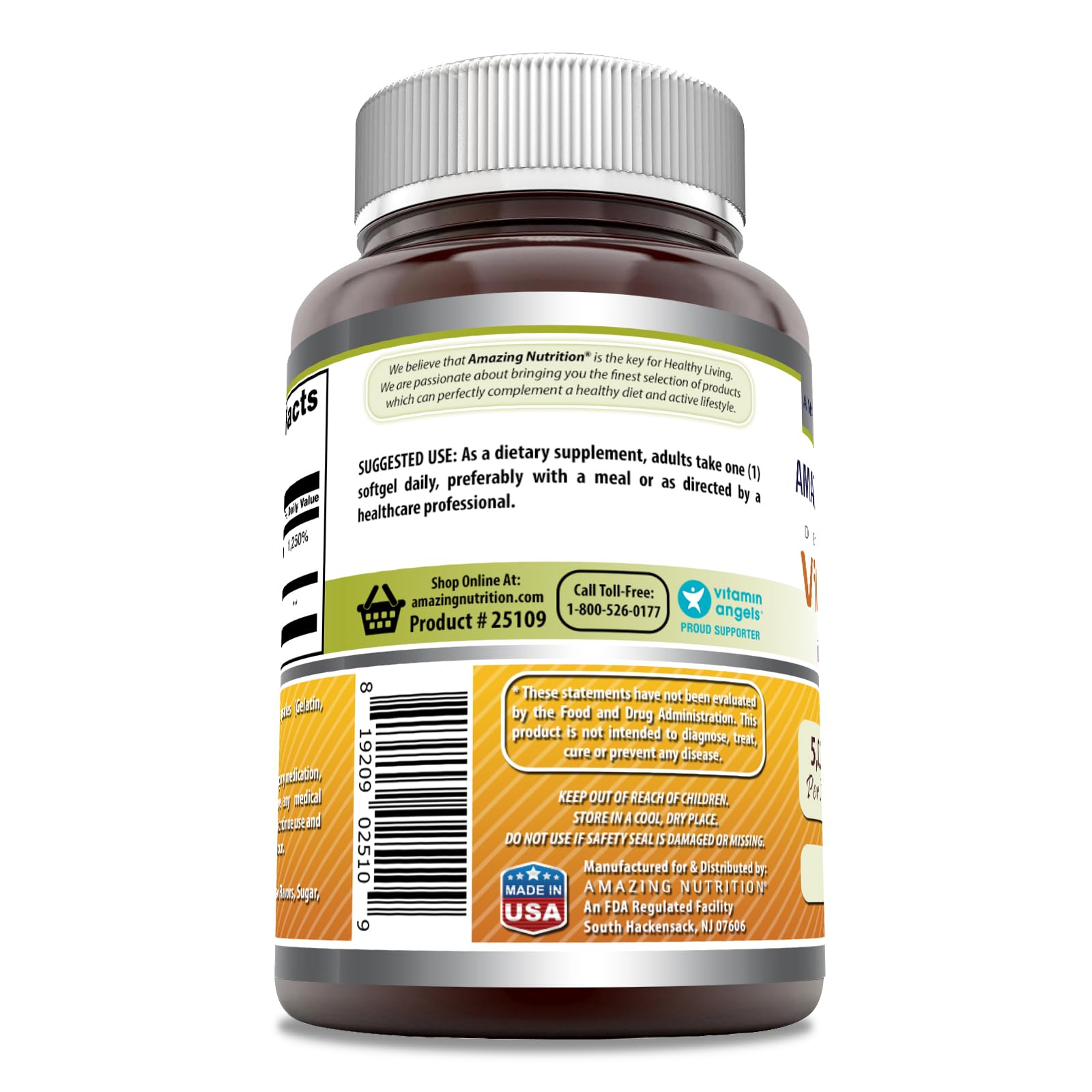 Bote de cápsulas blandas vitamina D3 con aceite de oliva Amazing Formulas