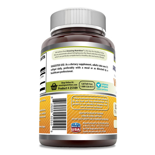 Bote de cápsulas blandas vitamina D3 con aceite de oliva Amazing Formulas