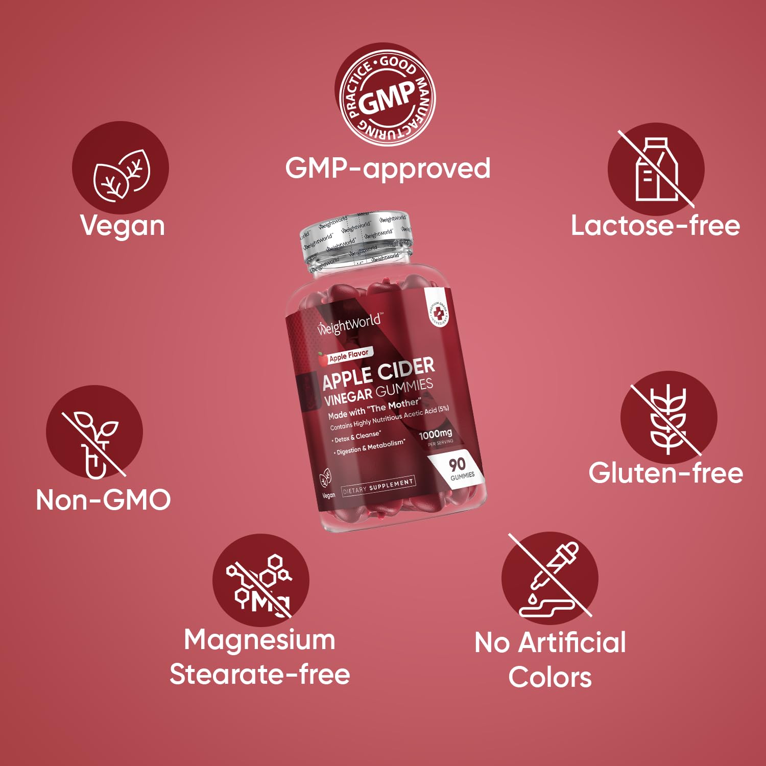 Bote cerrado gomitas WeightWorld vinagre de manzana