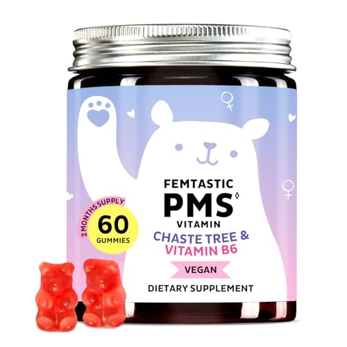 Bote de gomitas de apoyo para el PMS con ilustración de oso.