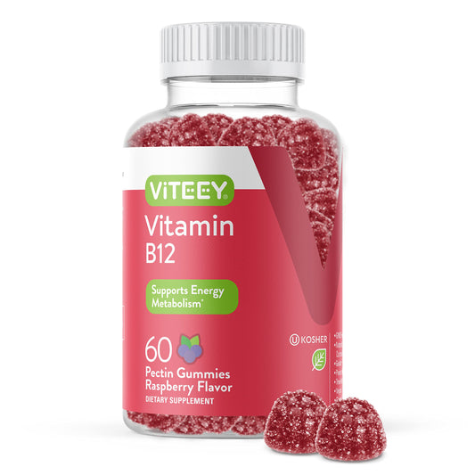 Bote gomitas vitamina b12 60 unidades sabor frambuesa viteey