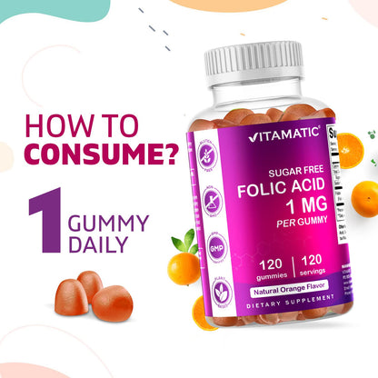 Bote Vitamatic gomitas ácido fólico sin gluten ni aditivos