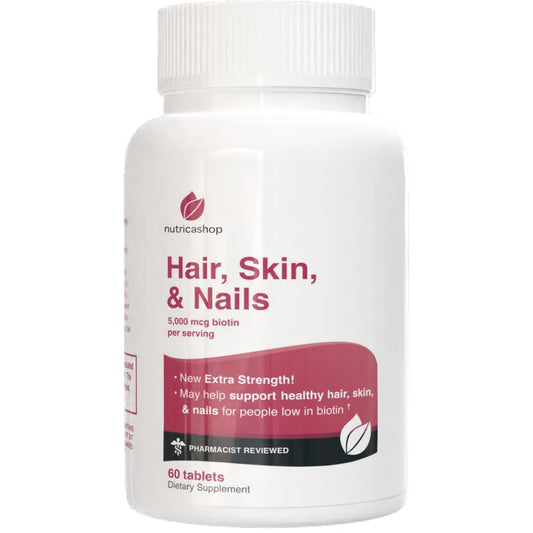 botella de suplemento nutricional cabello piel y uñas 60 tabletas