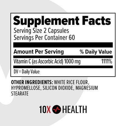 Botella 10X Health Vitamina C alta potencia 1000mg