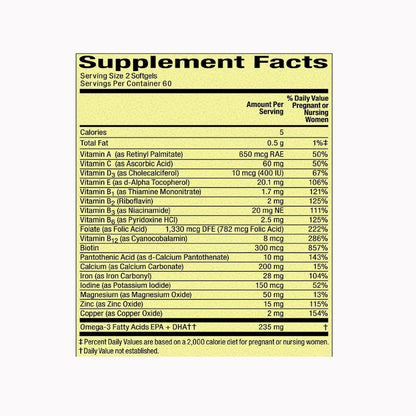 Botella con 120 cápsulas multivitamínico prenatal Olive You
