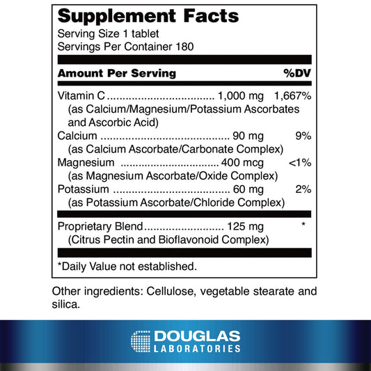 Botella de 180 tabletas de vitamina C con minerales Douglas Laboratories