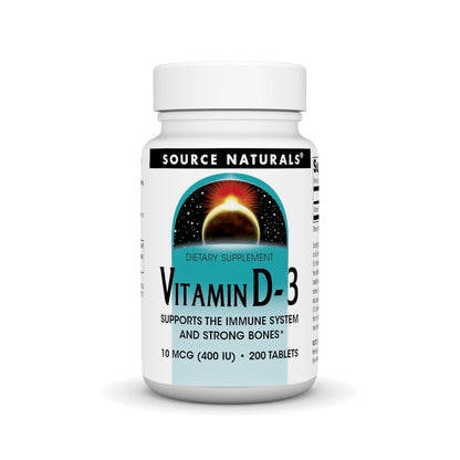 Botella de 200 tabletas vitamina d3 400 ui source naturals
