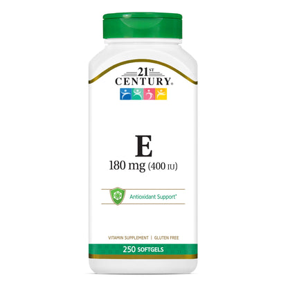 Botella 21st Century vitamina E 400 UI 250 cápsulas blandas