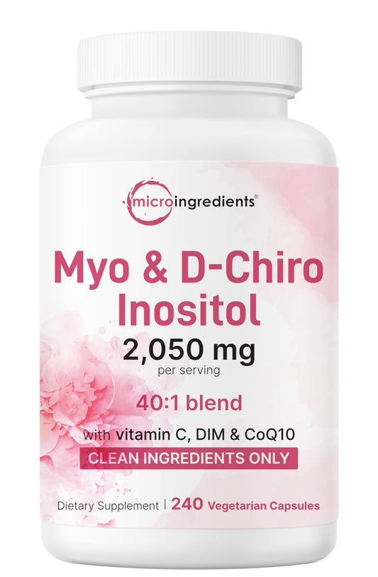 Botella de 240 cápsulas vegetarianas Myo-Inositol y D-Chiro Inositol Micro Ingredients