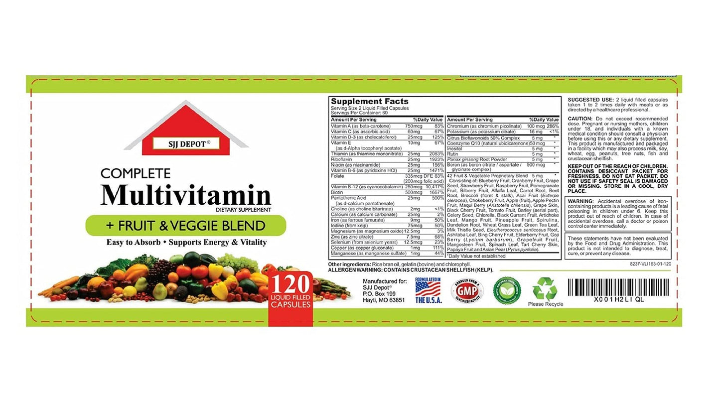 Botella abierta de multivitaminas SJJ Depot