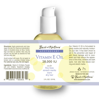 Botella aceite vitamina E hidratante para cabello
