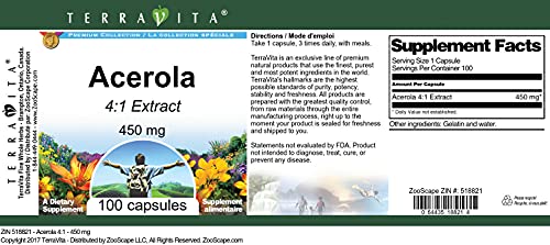botella acerola 450mg suplemento natural terravita brasil