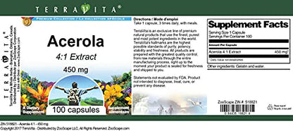 botella acerola 450mg suplemento natural terravita brasil