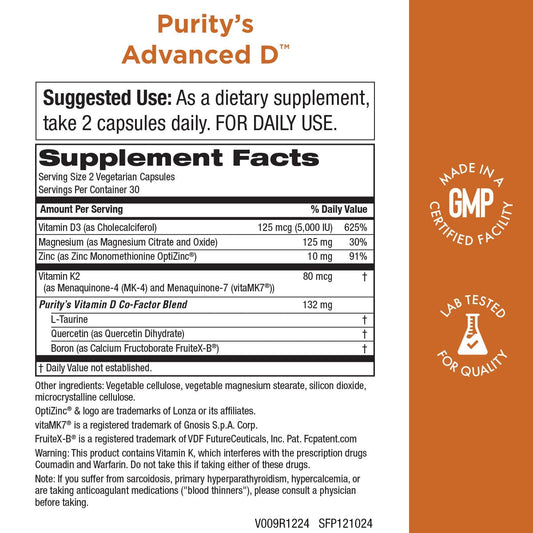 Botella de Advanced D vitamina d y minerales de Purity Products
