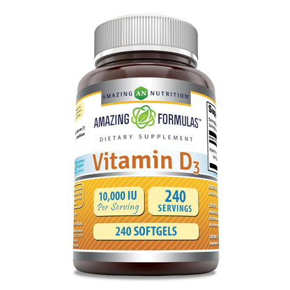 Botella Amazing Formulas vitamina D3 10000 IU 240 softgels