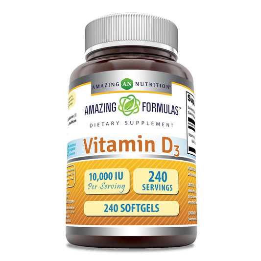 Botella Amazing Formulas vitamina D3 10000 IU 240 softgels