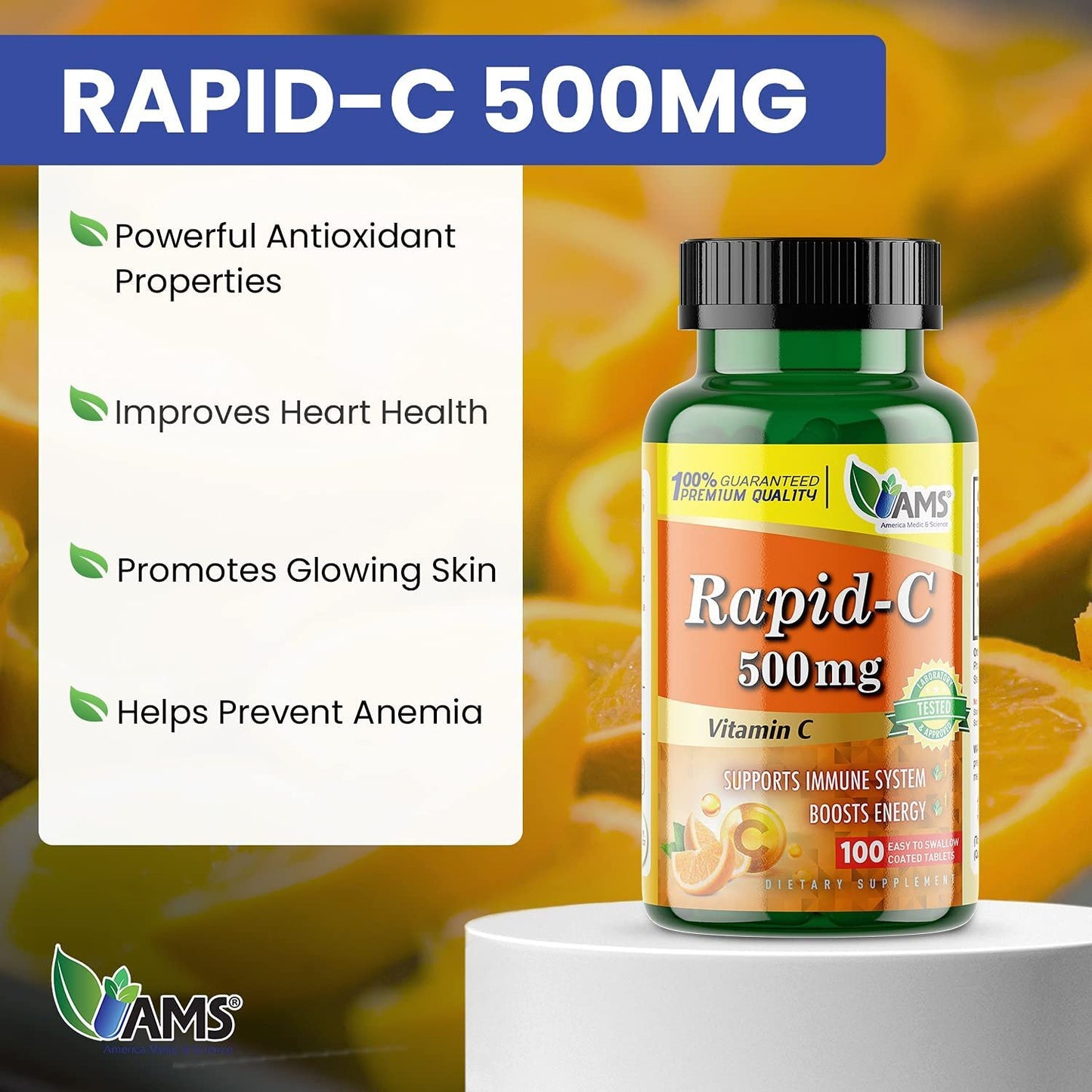 Botella America Medic & Science Rapid-C Vitamina C 500mg