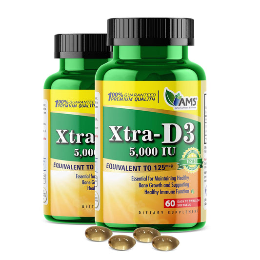 Botella America Medic & Science vitamina D3 Xtra D3 5000 IU 120 cápsulas