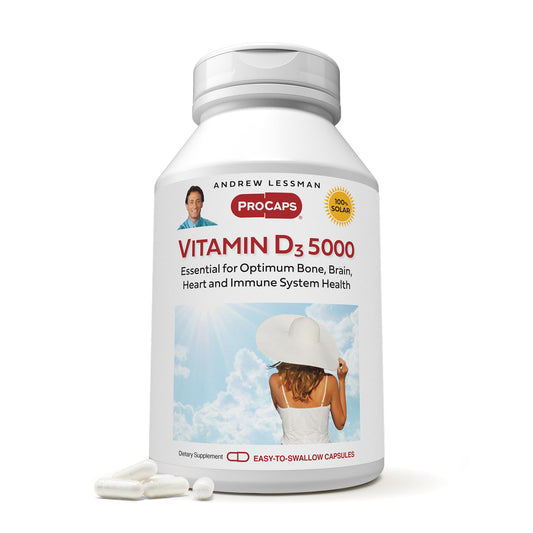 Botella Andrew Lessman vitamina d3 5000 ui 720 cápsulas